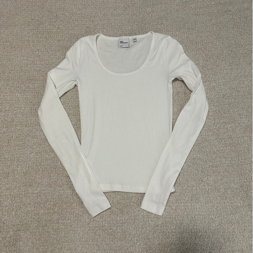 Aritzia TNA Homestretch Scoop Neck Long Sleeve size XXS in White